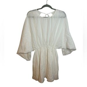 Loup Charmant White Cotton Dolman Open Back Mini Dress